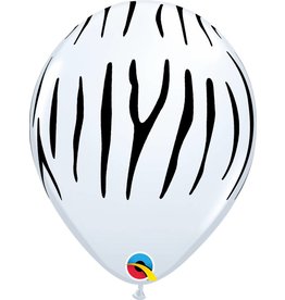 11" White Zebra Stripes Balloon (Without Helium)