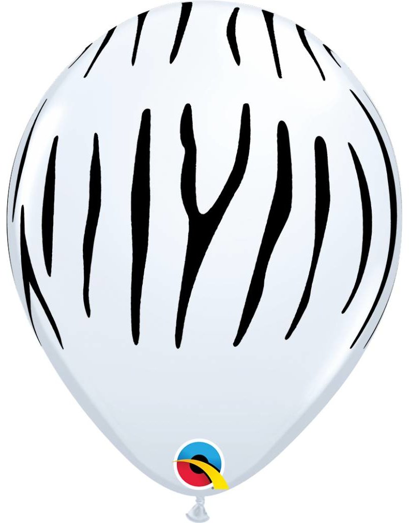 11" White Zebra Stripes Balloon (Without Helium)