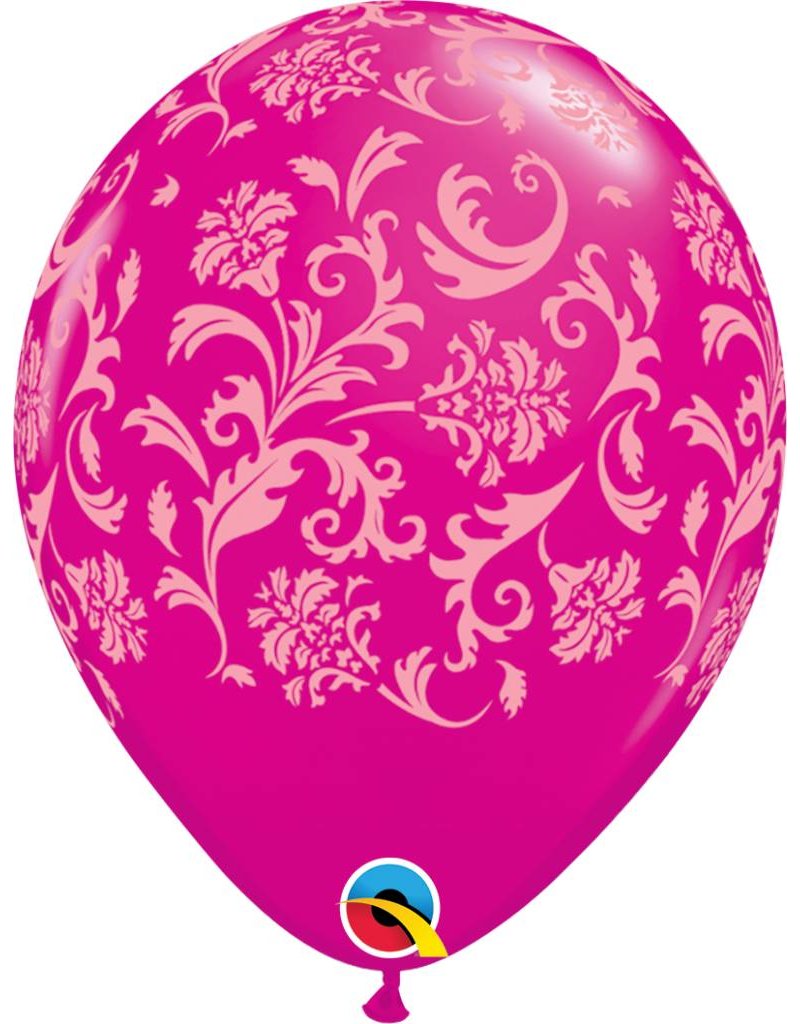 11" Wild Berry Damask Balloon (Without Helium)