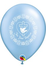 11" For Your Baptism Pearl Azure Balloon (Without Helium)