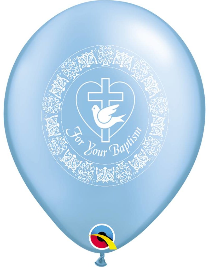 11" For Your Baptism Pearl Azure Balloon (Without Helium)