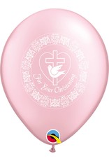 11" For Your Christening Pearl Pink Balloon (Without Helium)