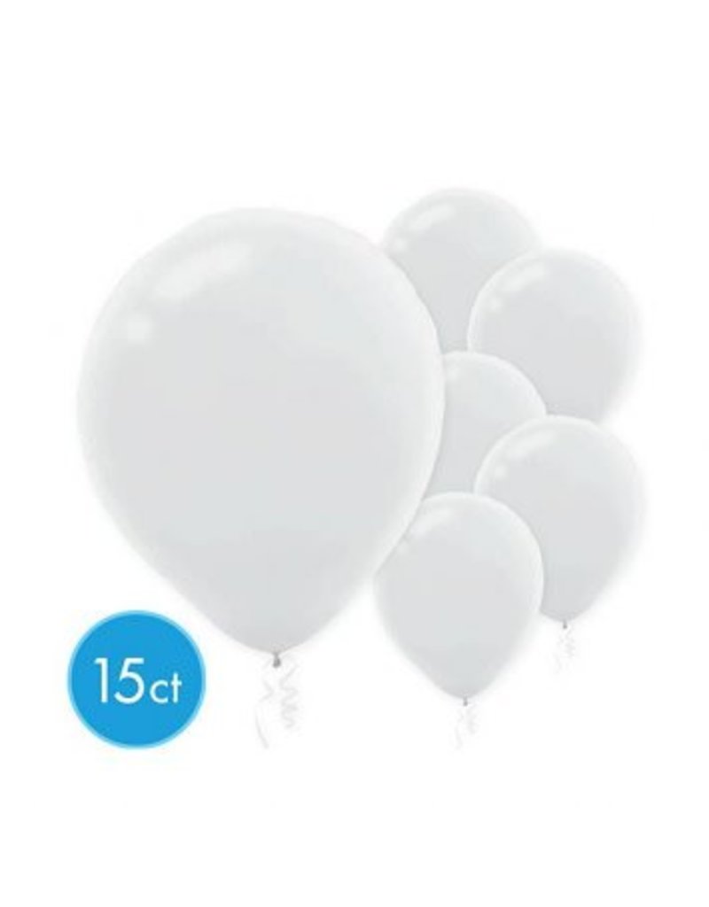 White 12" Latex Balloons (15)