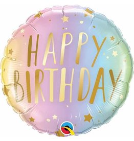 Birthday Pastel Ombre & Stars 18" Mylar Balloon