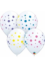 11" Colourful Dots White Balloons (Without Helium)