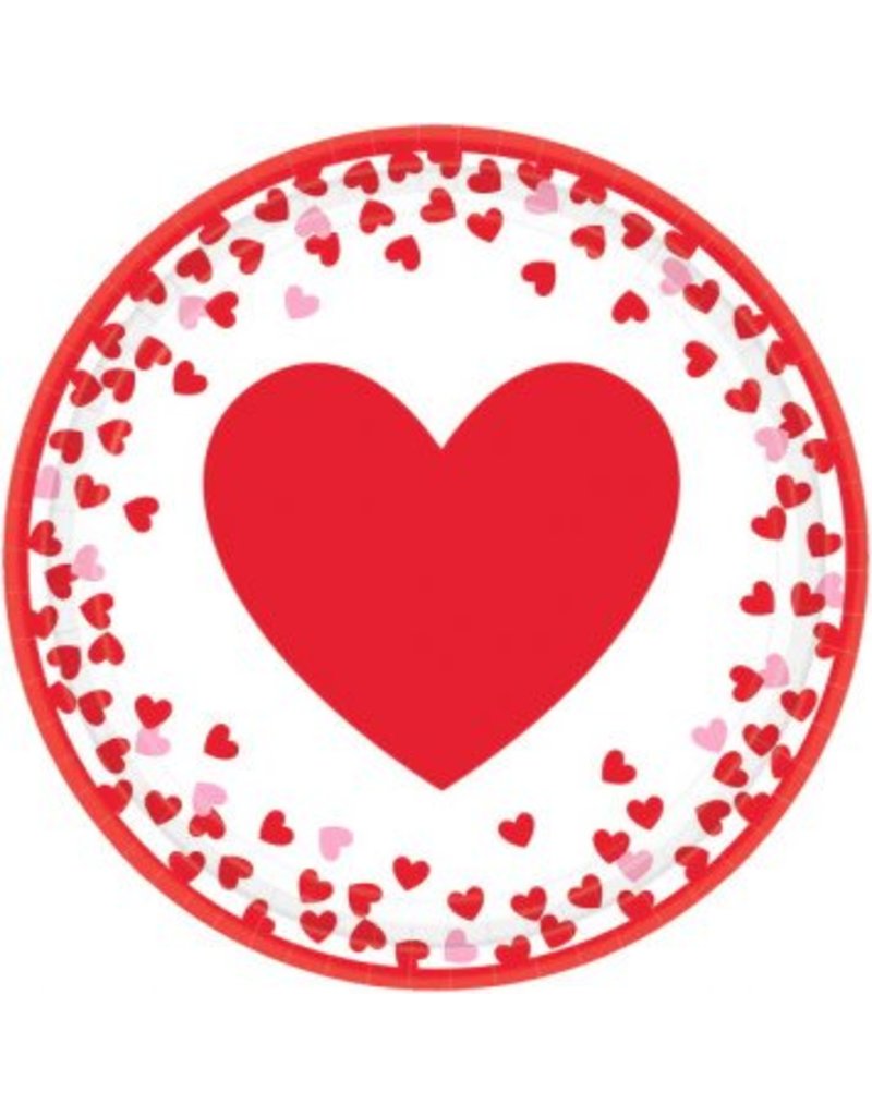 Confetti Hearts 9" Round Plates  (8)