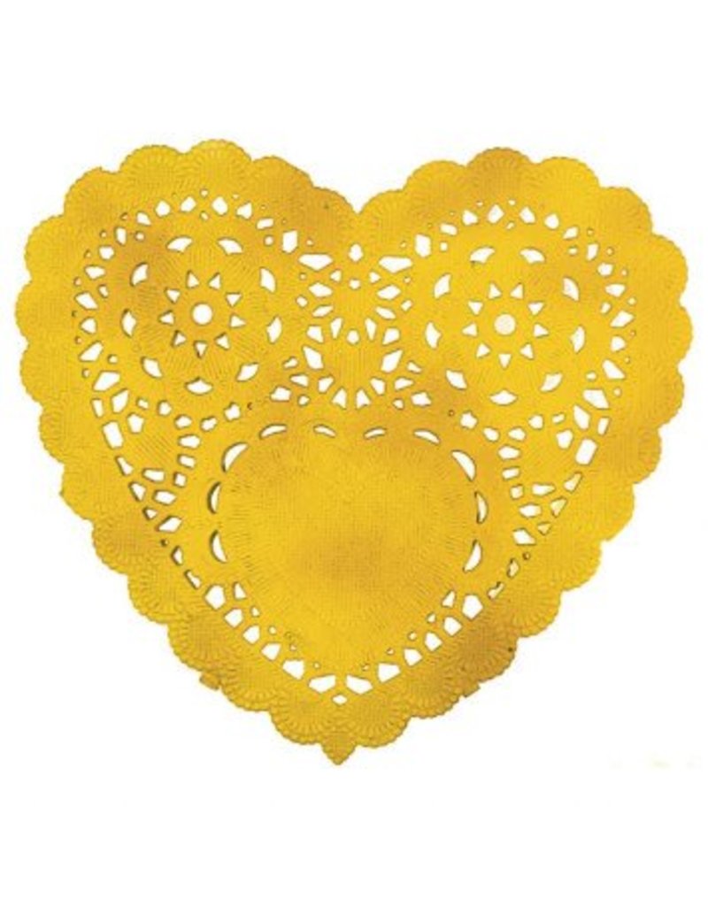 Gold Heart Doilies (10)