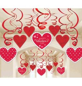 Valentine Mega Value Pack Foil Swirl Decorations (30)