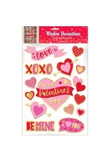 Valentine's Day Embossed Foil Window Decorations