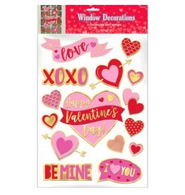 Valentine's Day Embossed Foil Window Decorations