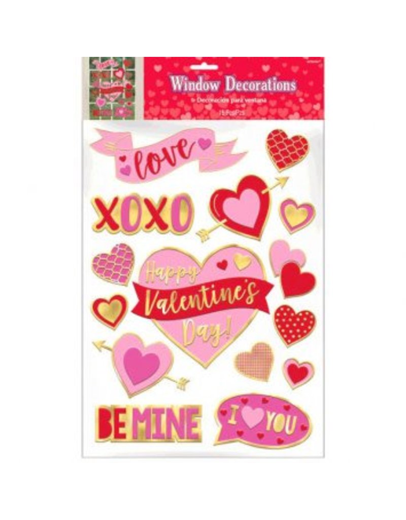 Valentine's Day Embossed Foil Window Decorations