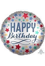 Birthday Satin W/Stars 18" Mylar Balloon