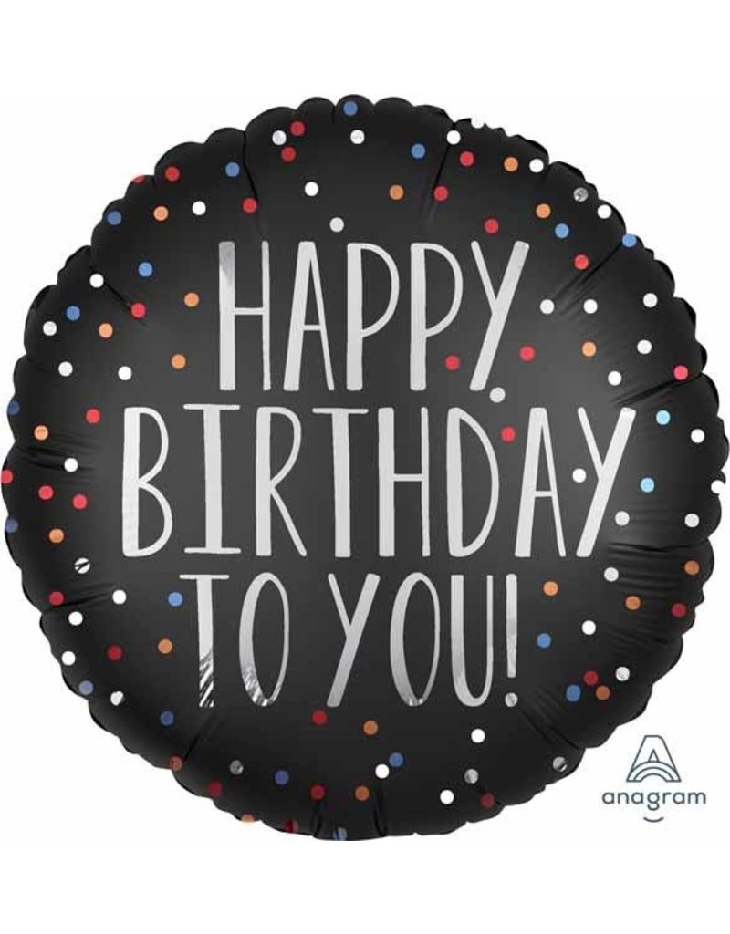 Happy Birthday To You Satin Dots 18" Mylar Balloon