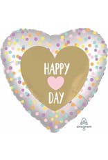 Happy Heart Day Satin 18" Heart Mylar Balloon