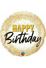 Birthday Gold Glitter Dots 18" Mylar Balloon