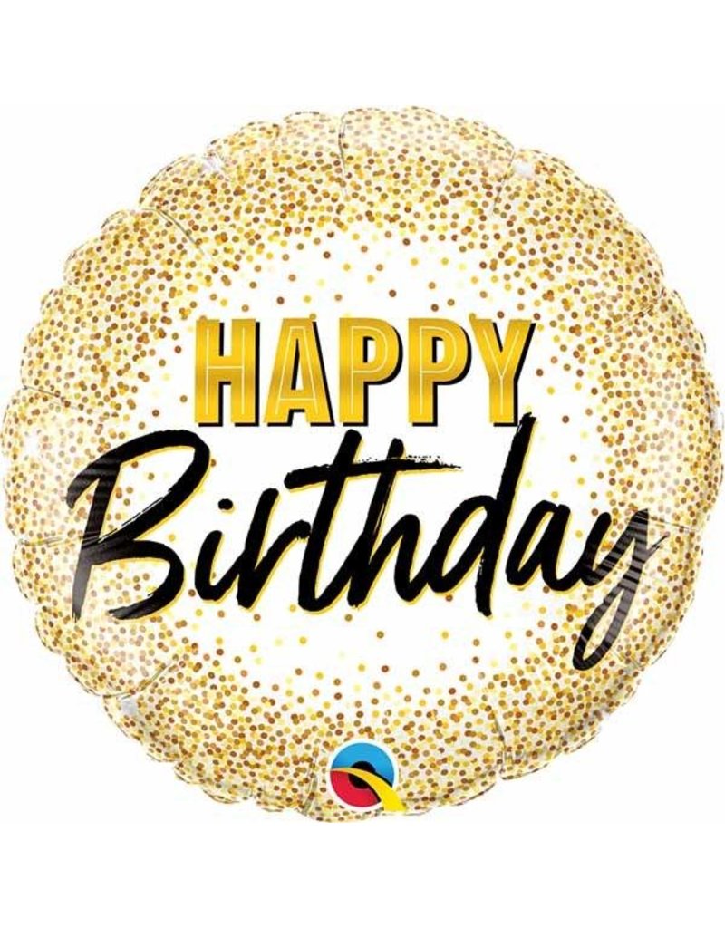 Birthday Gold Glitter Dots 18" Mylar Balloon