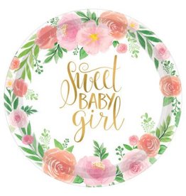 Floral Baby Round 7" Plates (8)