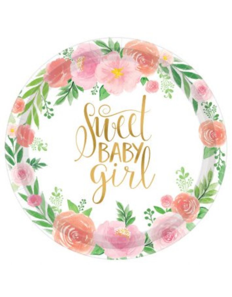 Floral Baby Round 7" Plates (8)