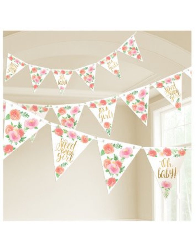 Floral Baby Pennant Banner