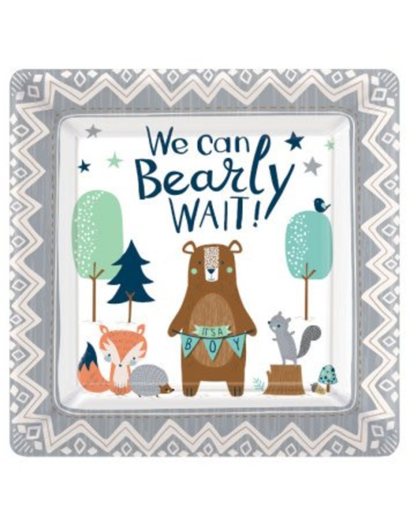 Bear-ly Wait Square 10" Plates (8)