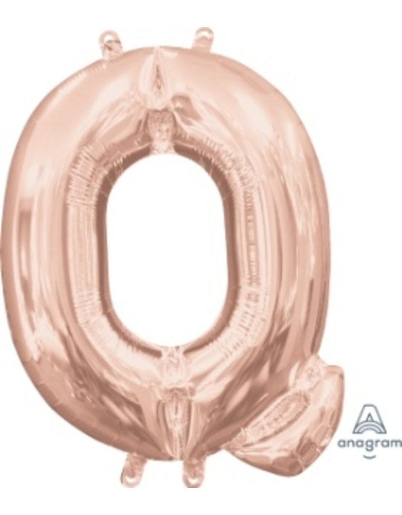 Air-Filled Letter "Q"- Rose Gold 14" Balloon (Will Not Float)