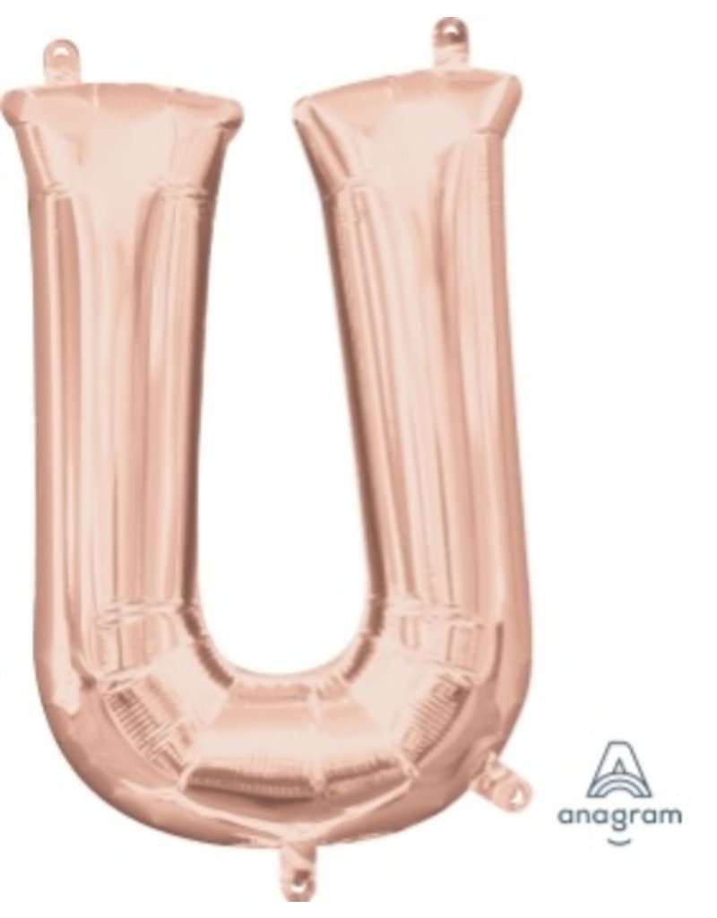 Air-Filled Letter "U"- Rose Gold 14" Balloon (Will Not Float)
