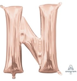 Air-Filled Letter "N"- Rose Gold 14" Balloon (Will Not Float)