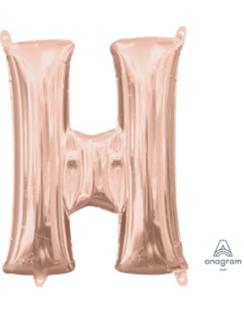 Air-Filled Letter "H"- Rose Gold 14" Balloon (Will Not Float)