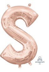 Air-Filled Letter "S"- Rose Gold 14" Balloon (Will Not Float)