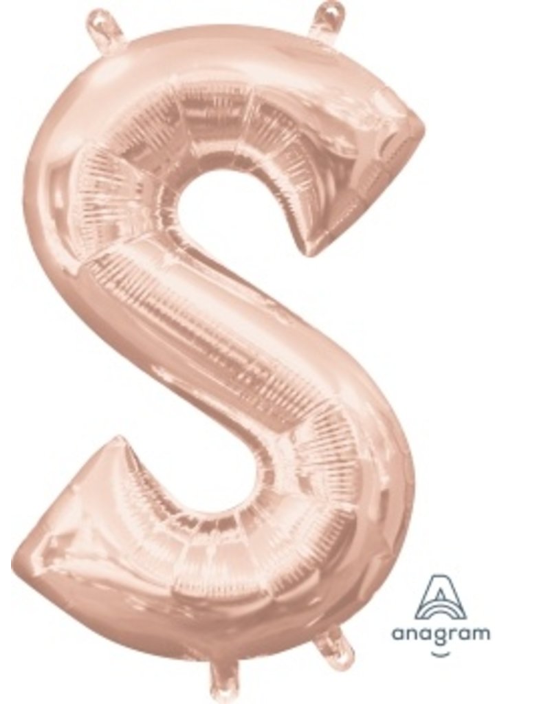 Air-Filled Letter "S"- Rose Gold 14" Balloon (Will Not Float)