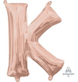 Air-Filled Letter "K"- Rose Gold 14" Balloon (Will Not Float)