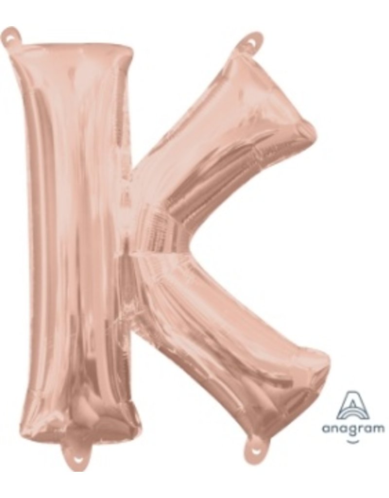 Air-Filled Letter "K"- Rose Gold 14" Balloon (Will Not Float)