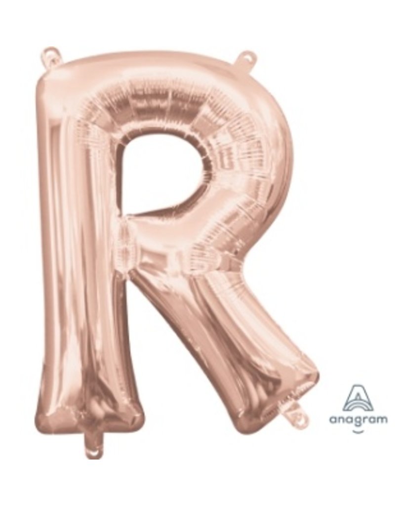 Air-Filled Letter "R"- Rose Gold 14" Balloon (Will Not Float)