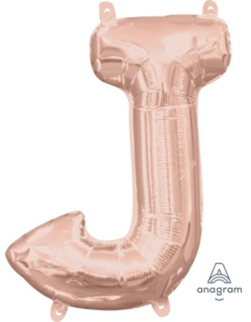 Air-Filled Letter "J"- Rose Gold 14" Balloon (Will Not Float)