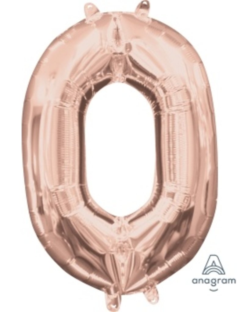 Air-Filled Number "0"-Rose Gold 16" Balloon (Will Not Float)