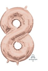 Air-Filled Number "8"-Rose Gold 14" Balloon (Will Not Float)