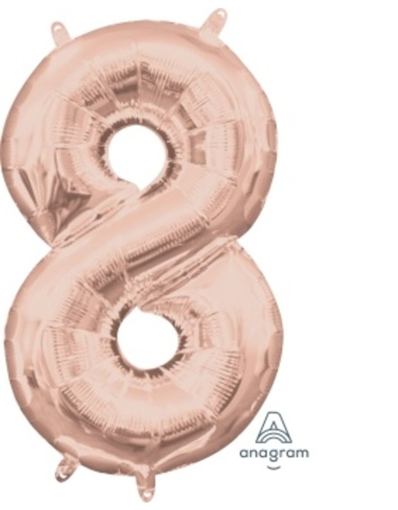 Air-Filled Number "8"-Rose Gold 14" Balloon (Will Not Float)