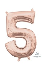 Air-Filled Number "5"-Rose Gold 14" Balloon (Will Not Float)