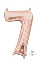 Air-Filled Number "7"-Rose Gold 14" Balloon (Will Not Float)