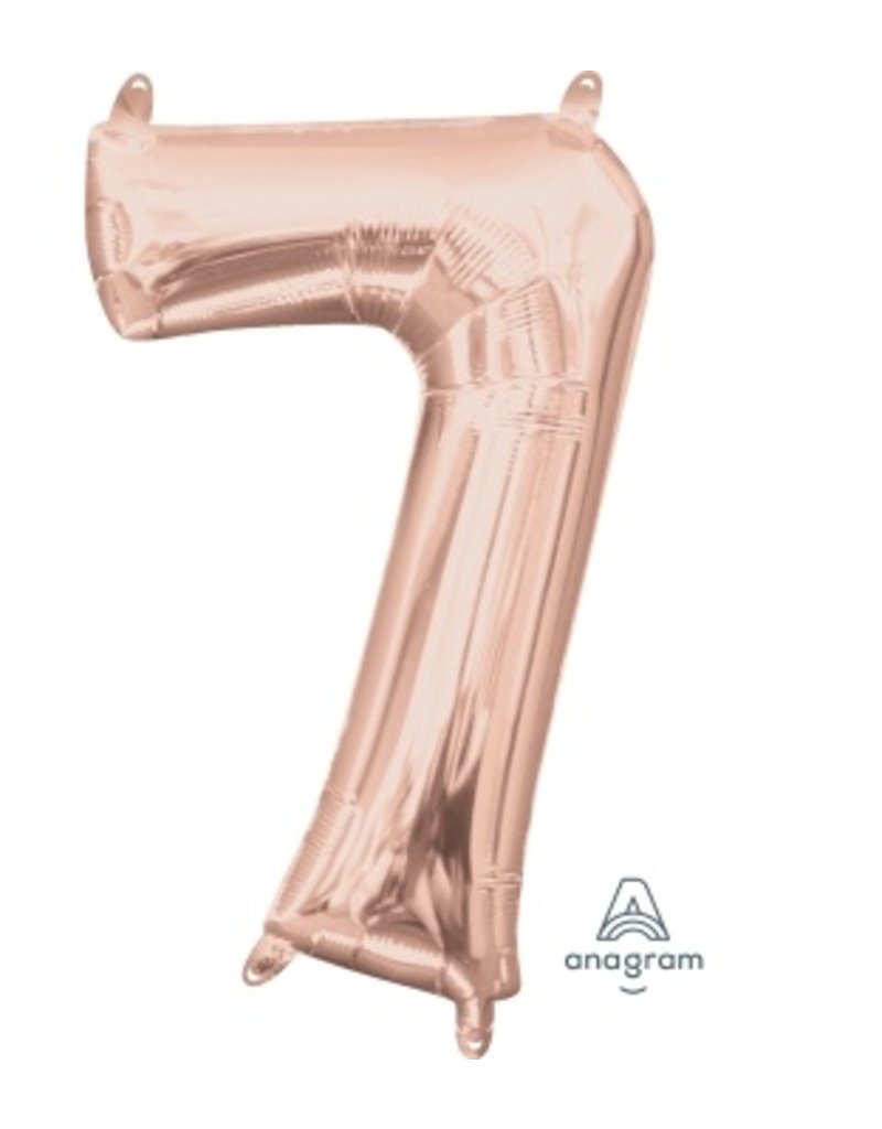 Air-Filled Number "7"-Rose Gold 14" Balloon (Will Not Float)