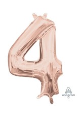 Air-Filled Number "4"-Rose Gold 14" Balloon (Will Not Float)
