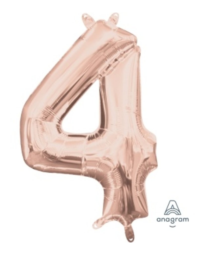 Air-Filled Number "4"-Rose Gold 14" Balloon (Will Not Float)