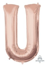 Rose Gold Letter U Mylar 34" Balloon