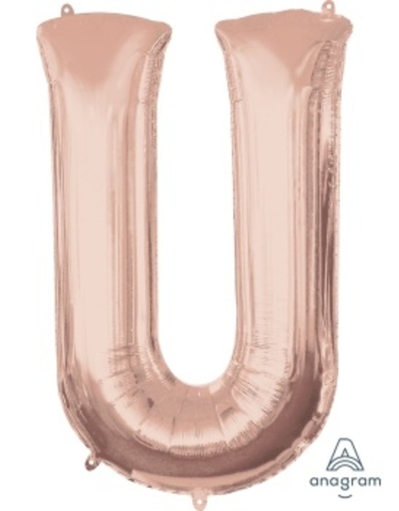 Rose Gold Letter U Mylar 34" Balloon