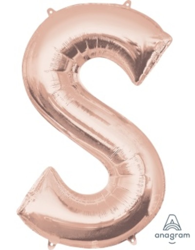 Rose Gold Letter S Mylar 34" Balloon