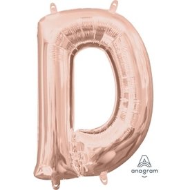 Air-Filled Letter "D"- Rose Gold 14" Balloon (Will Not Float)