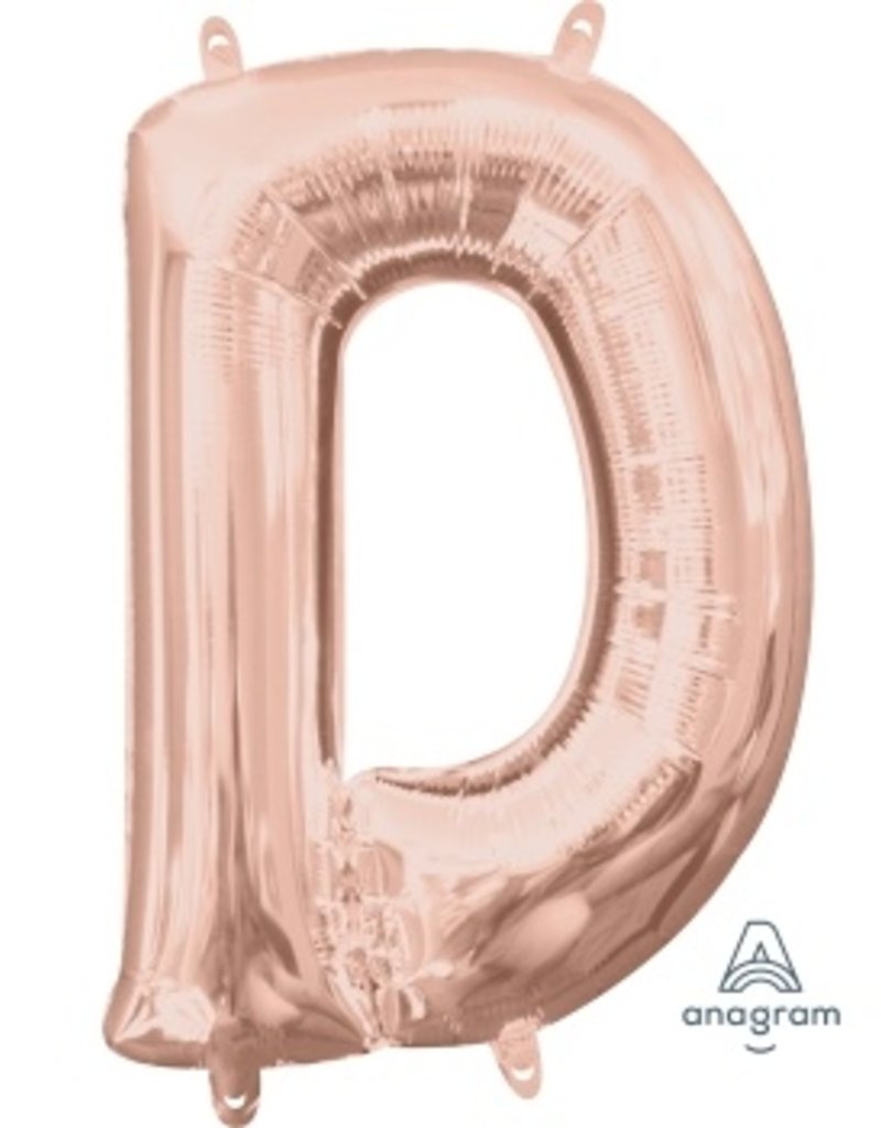 Air-Filled Letter "D"- Rose Gold 14" Balloon (Will Not Float)