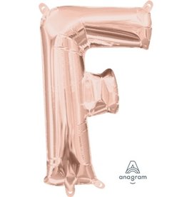 Air-Filled Letter "F"- Rose Gold 14" Balloon (Will Not Float)