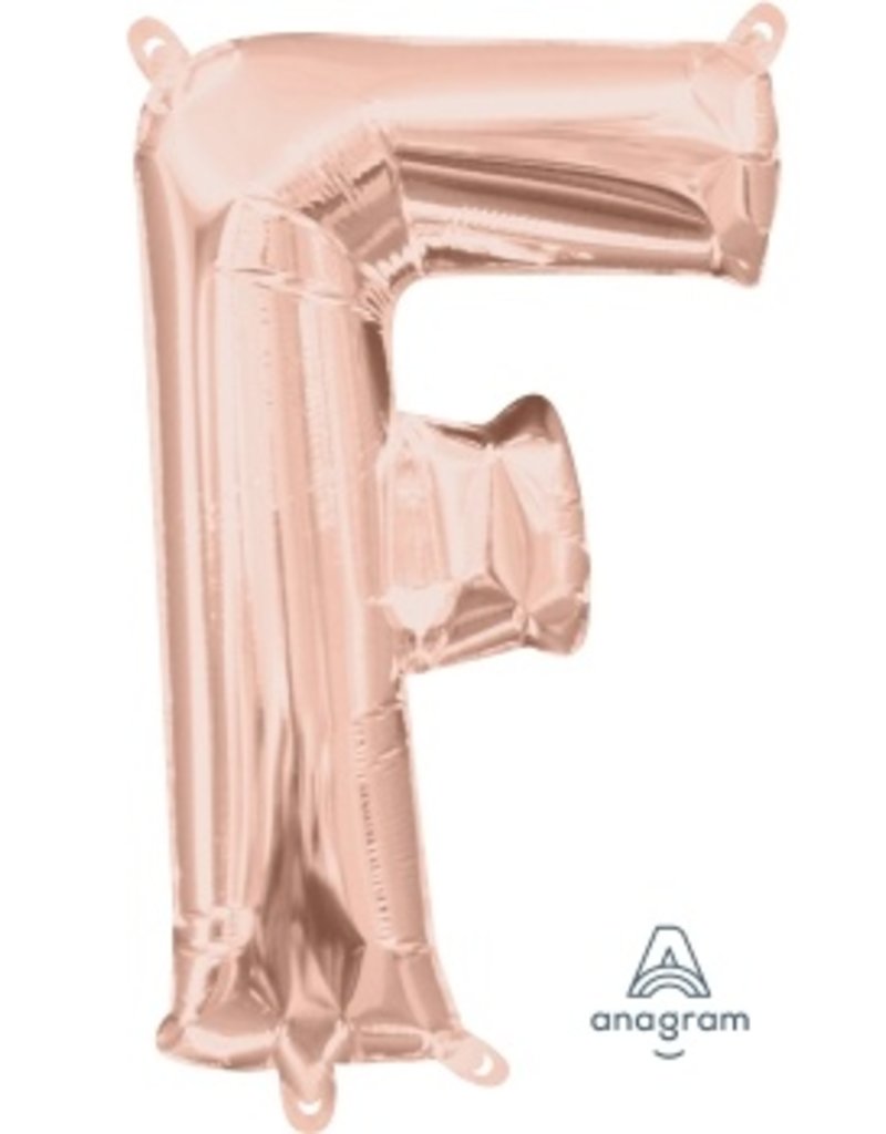 Air-Filled Letter "F"- Rose Gold 14" Balloon (Will Not Float)