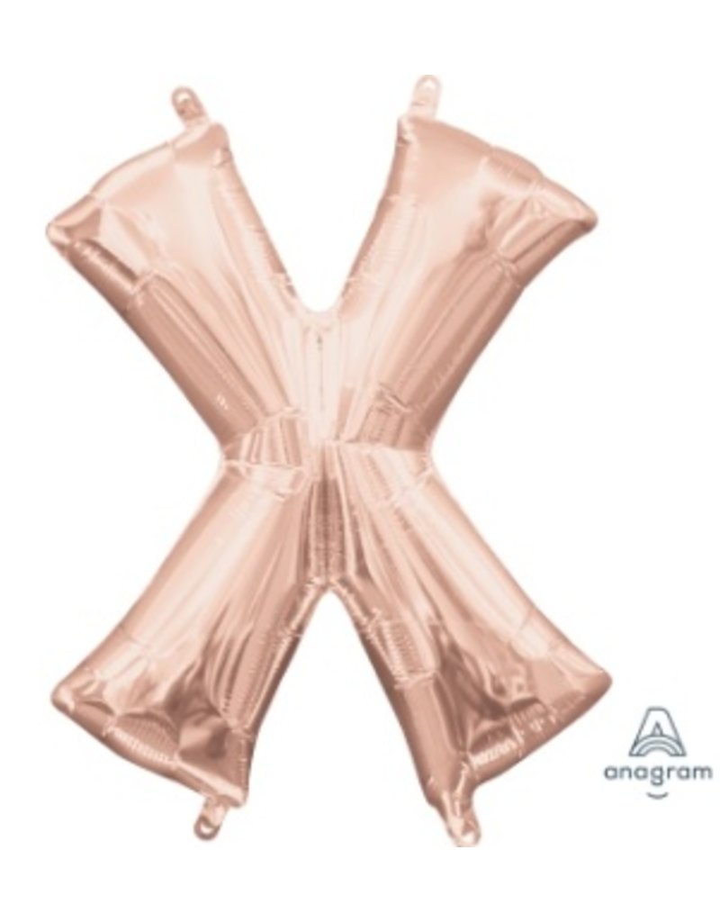 Air-Filled Letter "X"- Rose Gold 14" Balloon (Will Not Float)